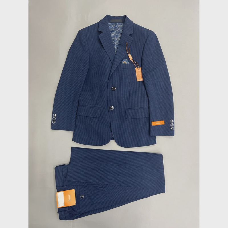 2 PC SUIT BLUE NAVY SMALL CHECK REGULAR FIT / BVNN2OCZ0070
