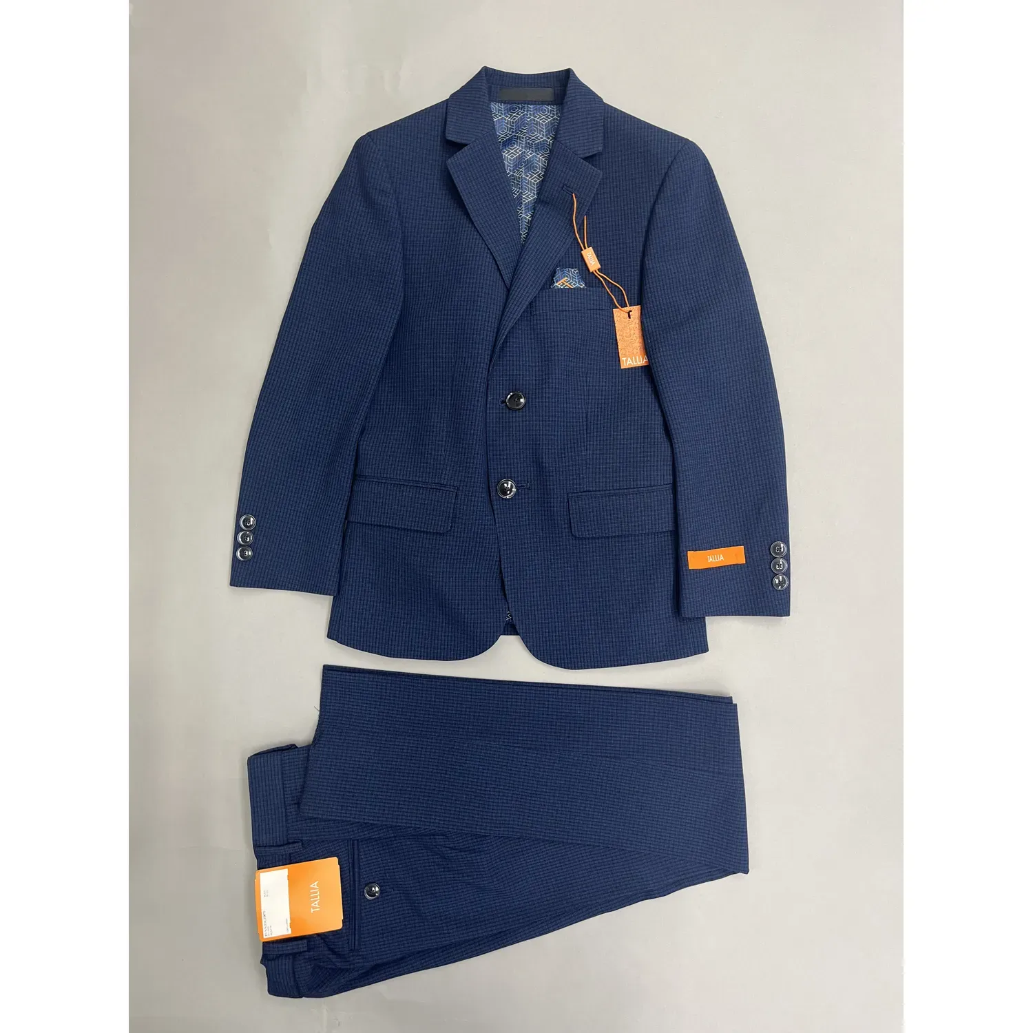 2 PC SUIT BLUE NAVY SMALL CHECK REGULAR FIT / BVNN2OCZ0070