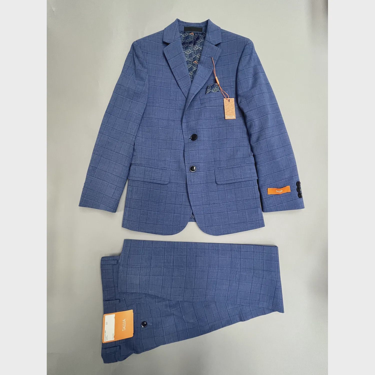 2 PC SUIT BLUE NAVY LARGE CHECK REGULAR FIT / BVNN2OCZ0071