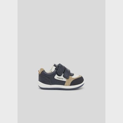 SHOE NAVY FIRST STEPS TAN & WHITE TRIM / 41466-049