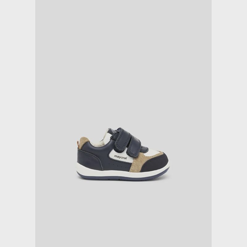 SHOE NAVY FIRST STEPS TAN & WHITE TRIM / 41466-049