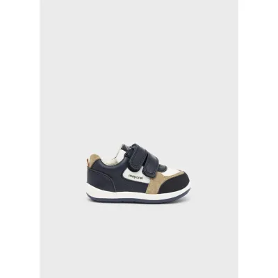 SHOE NAVY FIRST STEPS TAN & WHITE TRIM / 41466-049