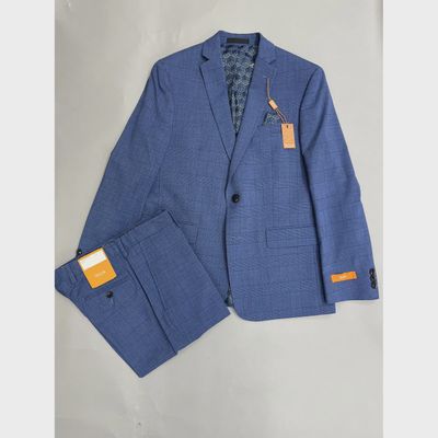 2 PC SUIT HUSKY BLUE & NAVY LARGE CHECK REGULAR FIT / HVON20CZH071