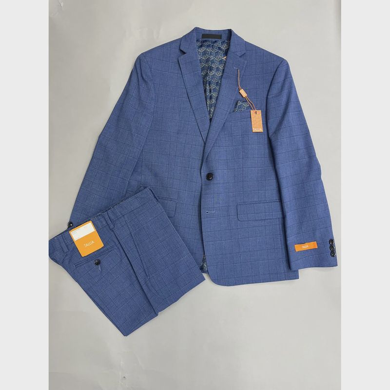 2 PC SUIT HUSKY BLUE & NAVY LARGE CHECK REGULAR FIT / HVON20CZH071
