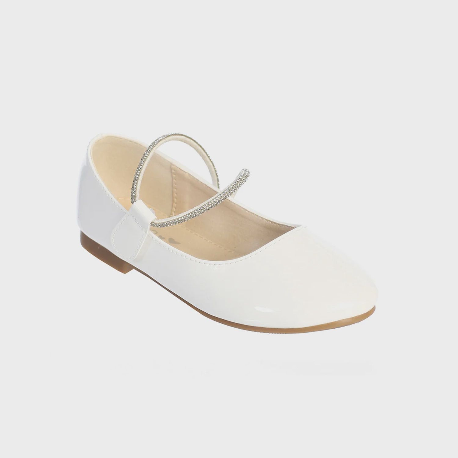 SHOE WHITE PATENT RHINESTONE STRAP / TTS165-4867