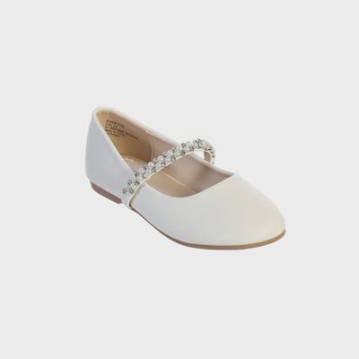 SHOE WHITE PEARL& RHINESTONE STRAP / TTS133-4853