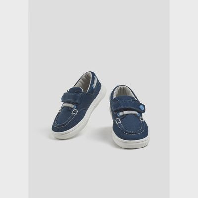 BOAT SHOES NAVY WHITE TRIM VELCRO STRAP / 41490-091