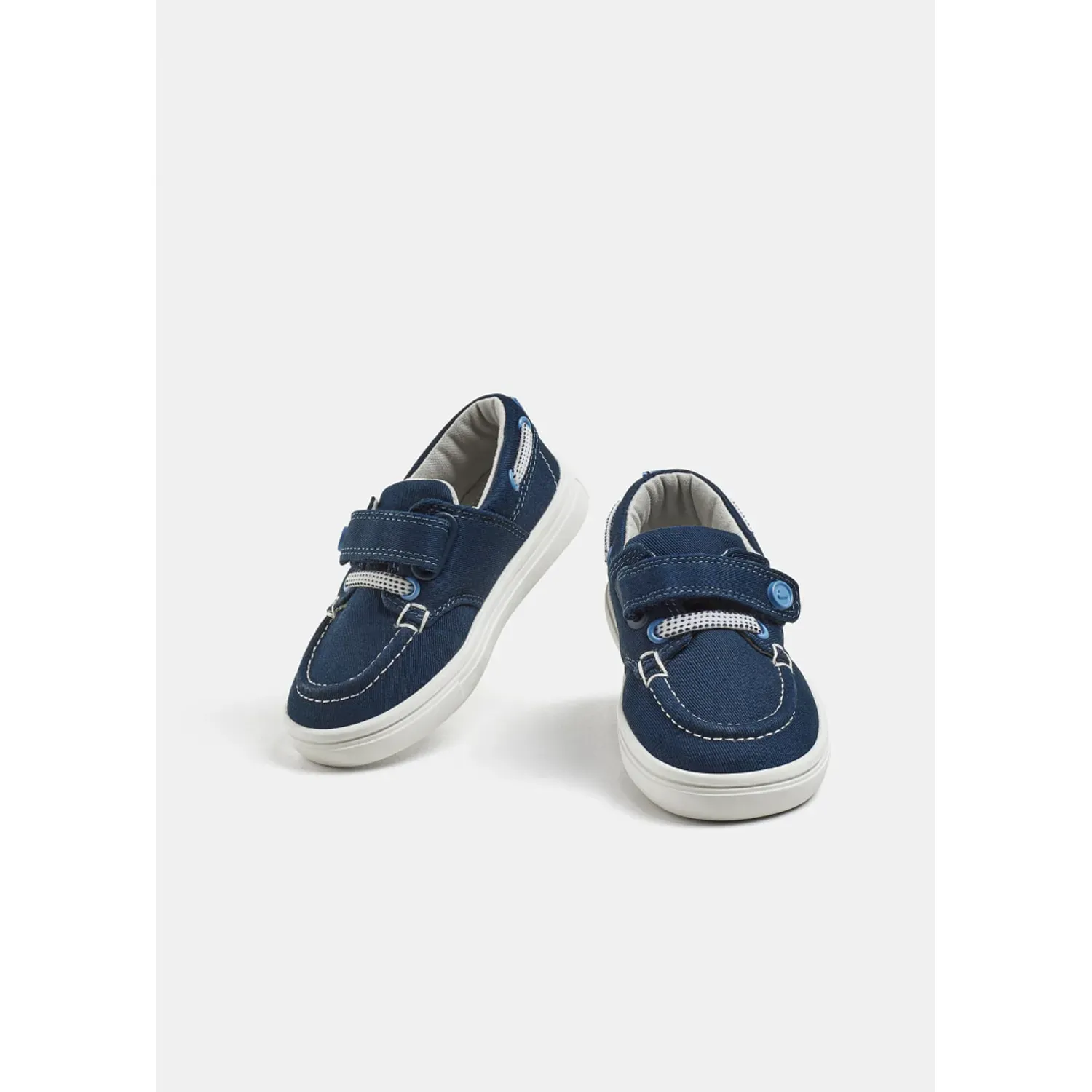 BOAT SHOES NAVY WHITE TRIM VELCRO STRAP / 41490-091