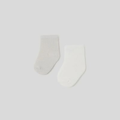 2 PAIR SOCKS CREAM OR LIGHT GREY / 9587-025