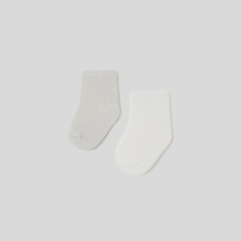 2 PAIR SOCKS CREAM OR LIGHT GREY / 9587-025