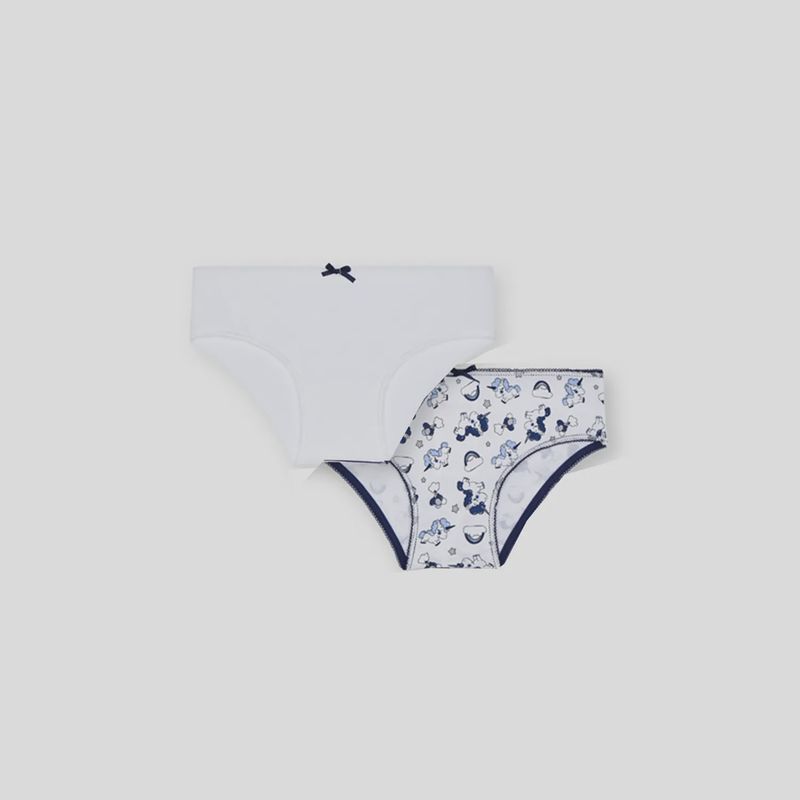 2PC PANTIES / UNDERWEAR WHITE AND NAVY PRINT / 10045