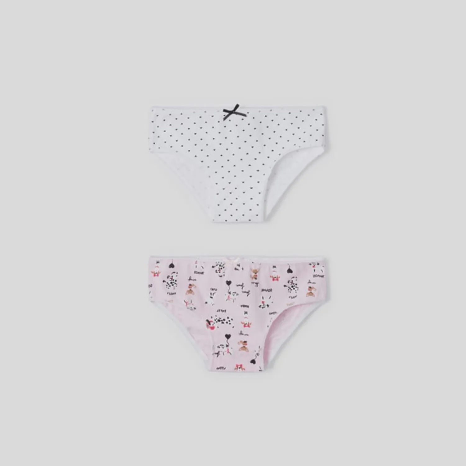 2PAIRS PANTIES / UNDERWEAR PINK OR WHITE NAVY HEARTS OR ANIMAL PRINT / 10454-047