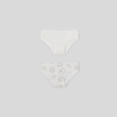 2PACK PANTIES / UNDERWEAR WHITE OR CREAM ANIMAL PRINT / 10307