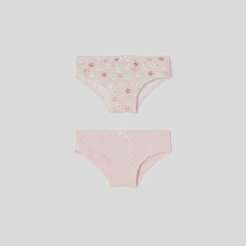 2PACK UNDERWEAR / PANTIES PEACH WHITE STARS OR HEART PRINT / 10219