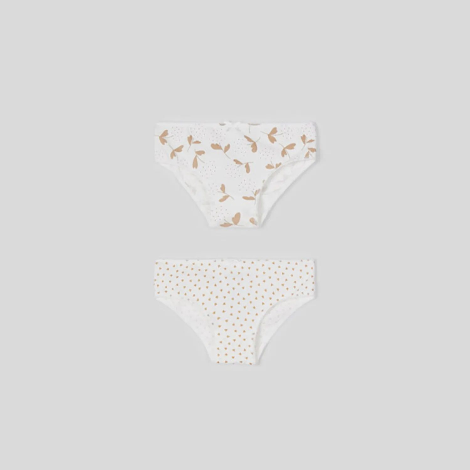 2 PACK PANTIES / UNDERWEAR WHITE HEART OR FLOWER PRINT / 10307