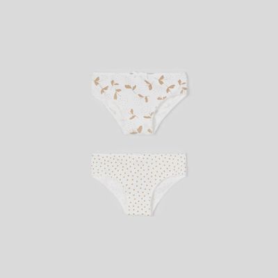 2 PACK PANTIES / UNDERWEAR WHITE HEART OR FLOWER PRINT / 10307