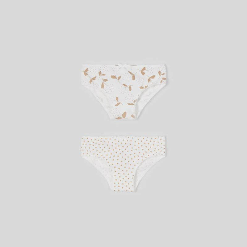 2 PACK PANTIES / UNDERWEAR WHITE HEART OR FLOWER PRINT / 10307