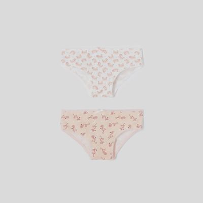 2PACK UNDERWEAR / PANTIES PEACH & WHITE ANIMAL PRINT / 10219