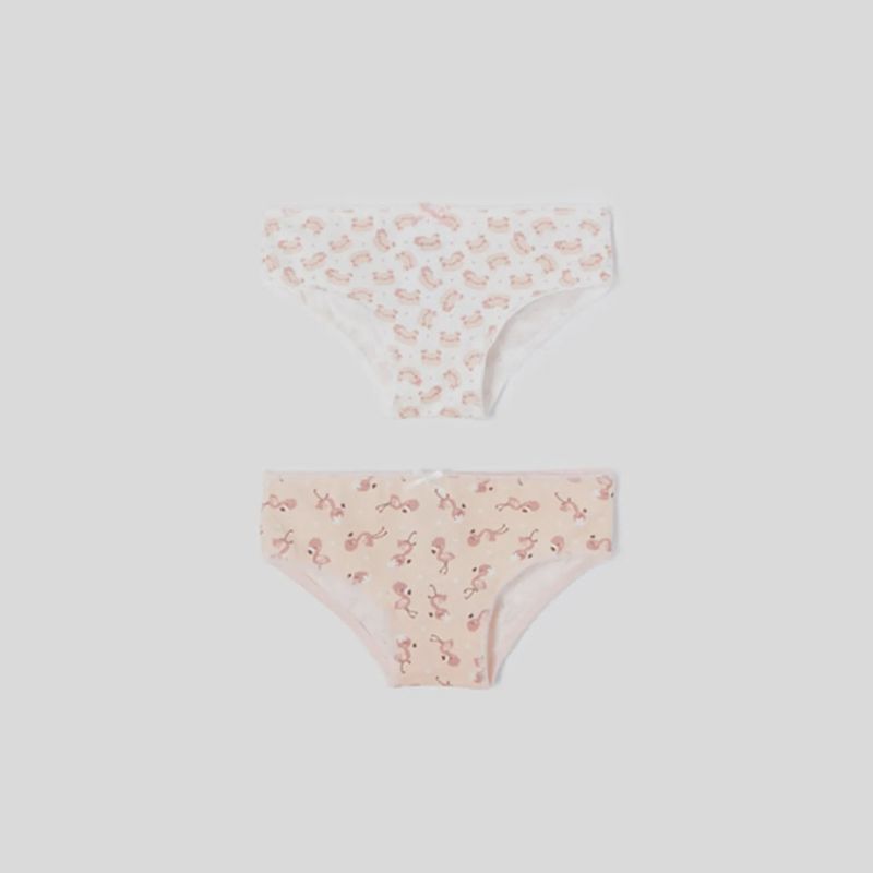 2PACK UNDERWEAR / PANTIES PEACH & WHITE ANIMAL PRINT / 10219