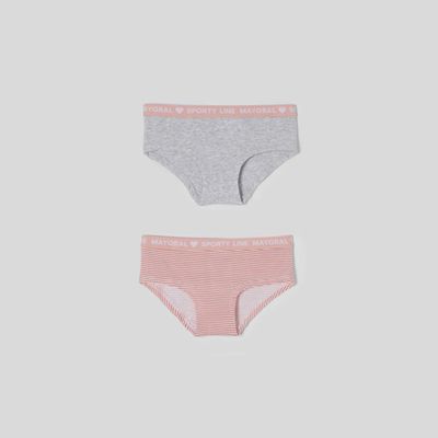 2PACK UNDERWEAR / PANTIES SET GREY OR PEACH / WHITE STRIPE / 10220