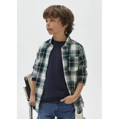 SHIRT GREEN CHECK WITH POCKET / 7188-051