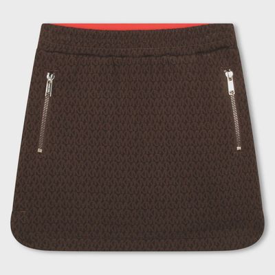 SKIRT BROWN ZIP POCKETS MK ALLOVER PRINT / R13125-319