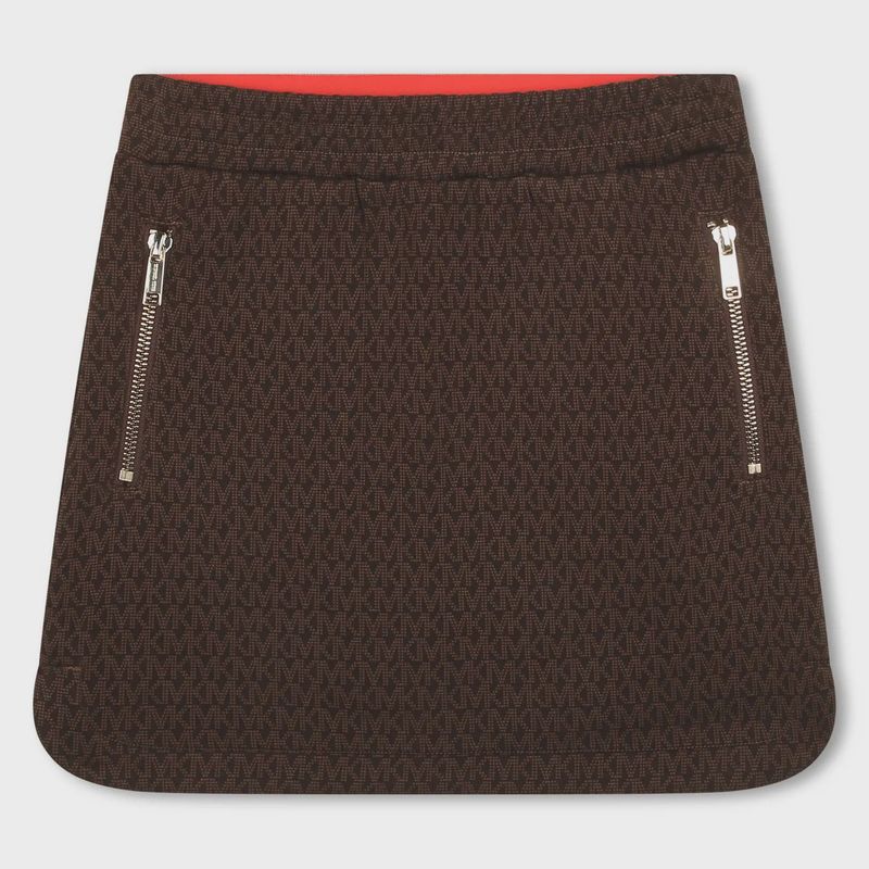 SKIRT BROWN ZIP POCKETS MK ALLOVER PRINT / R13125-319