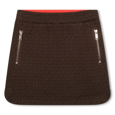 SKIRT BROWN ZIP POCKETS MK ALLOVER PRINT / R13125-319