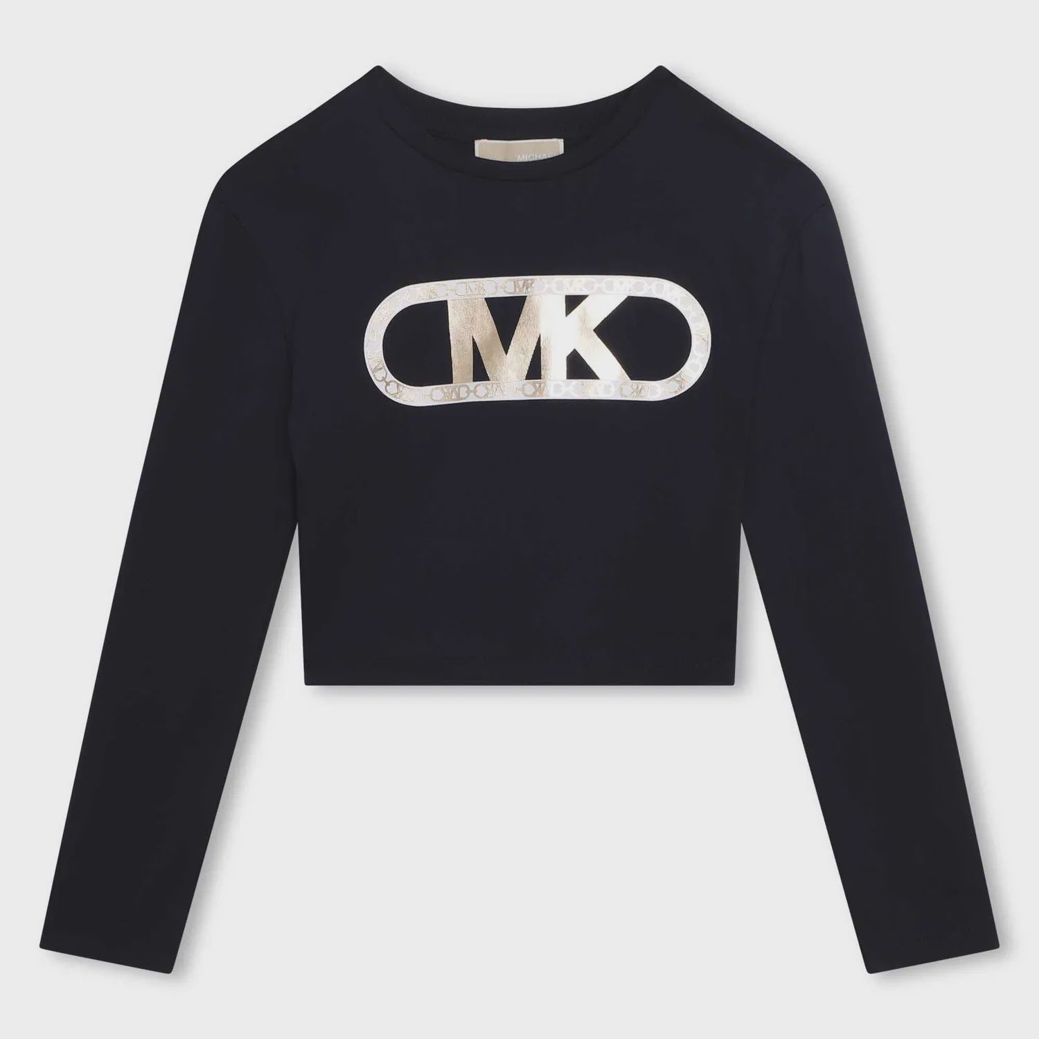CROP TSHIRT NAVY LONG SLEEVE GOLD MK LOGO / R15198-849