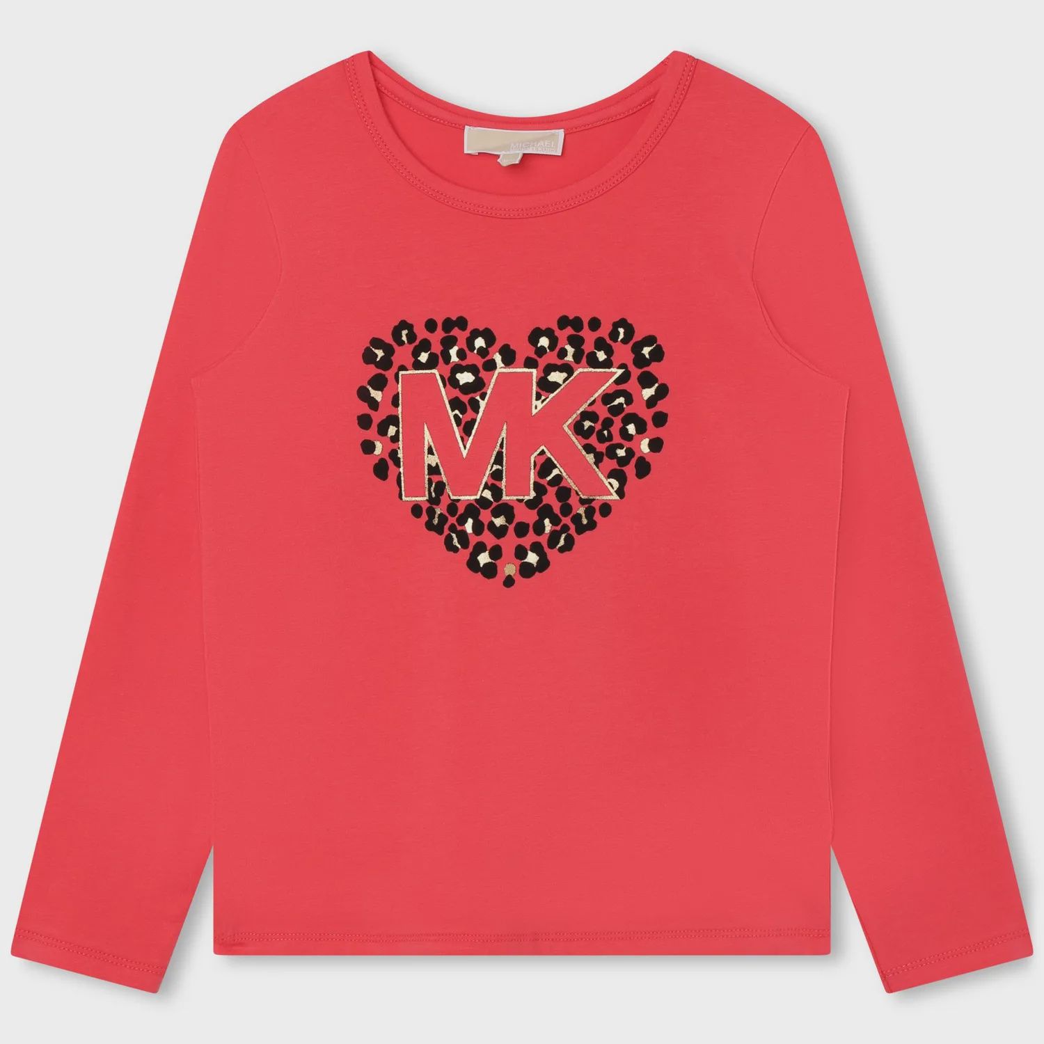 TSHIRT FUSCHIA LONG SLEEVE BLACK FLOWER HEART MK LOGO / R15202-49A