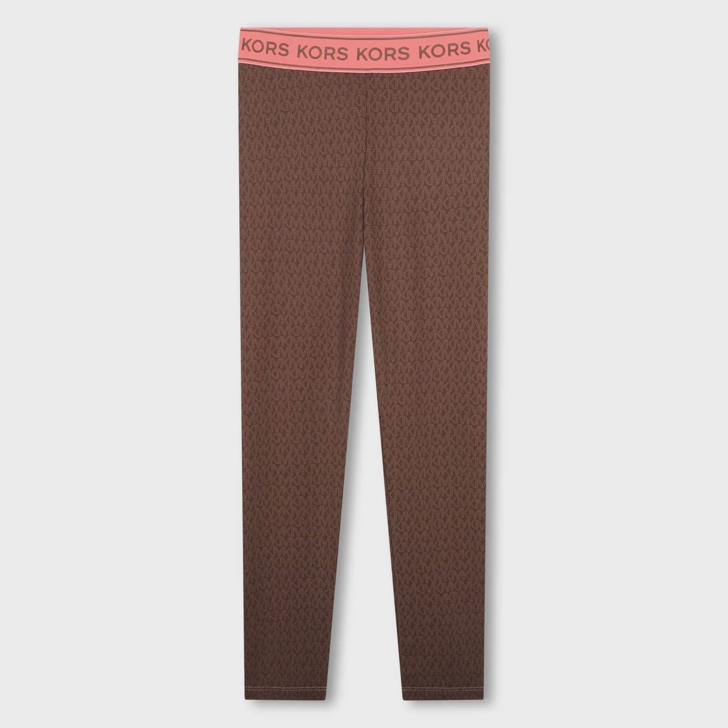 LEGGINGS BROWN MK ALL OVER PRINT FUSCHIA WAISTBAND / R14159-319