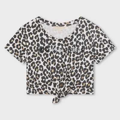 TSHIRT BLACK & WHITE PRINT SHORT SLEEVE WAIST TIE / R15196-N70