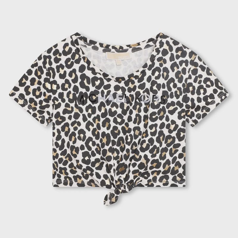 TSHIRT BLACK & WHITE PRINT SHORT SLEEVE WAIST TIE / R15196-N70