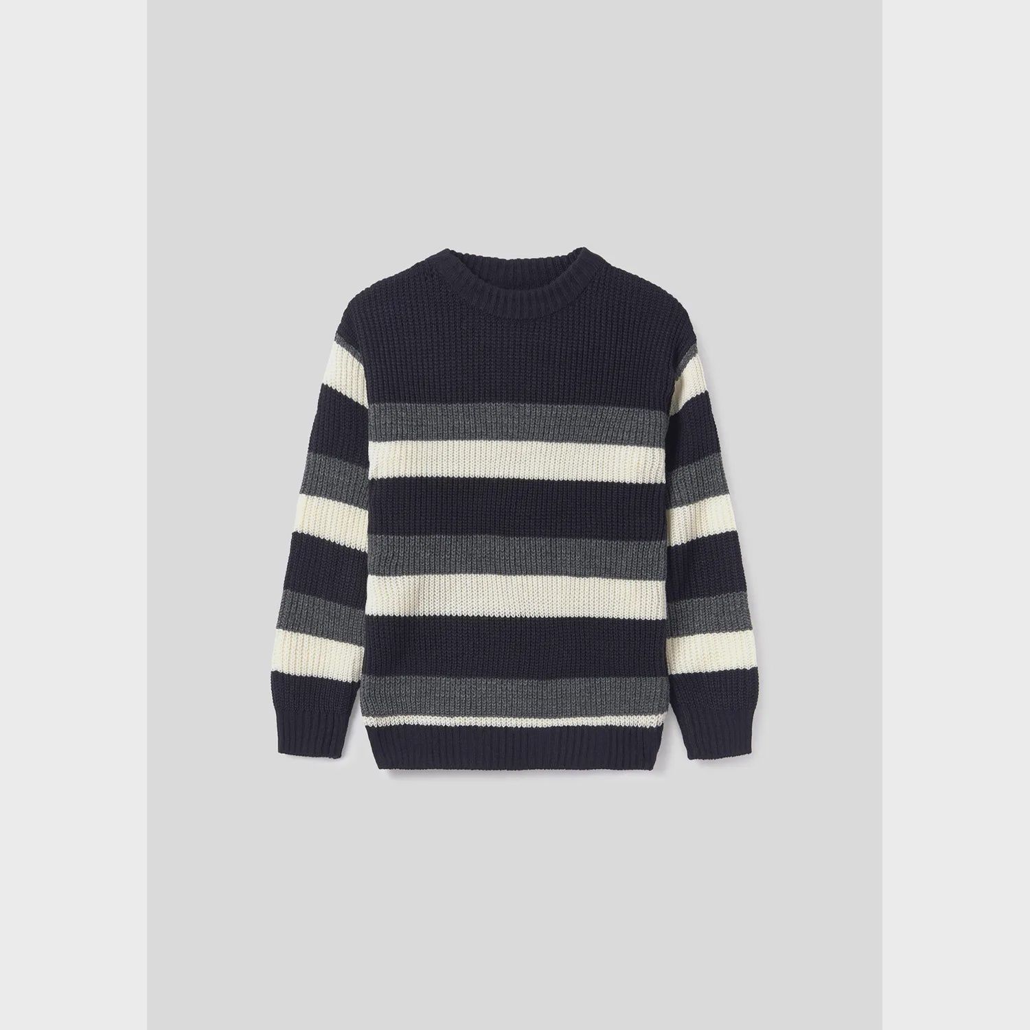 KNIT SWEATER STRIPED NAVY GREY & WHITE / 7387-038
