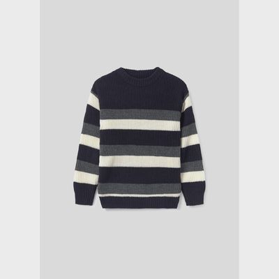 KNIT SWEATER STRIPED NAVY GREY & WHITE / 7387-038