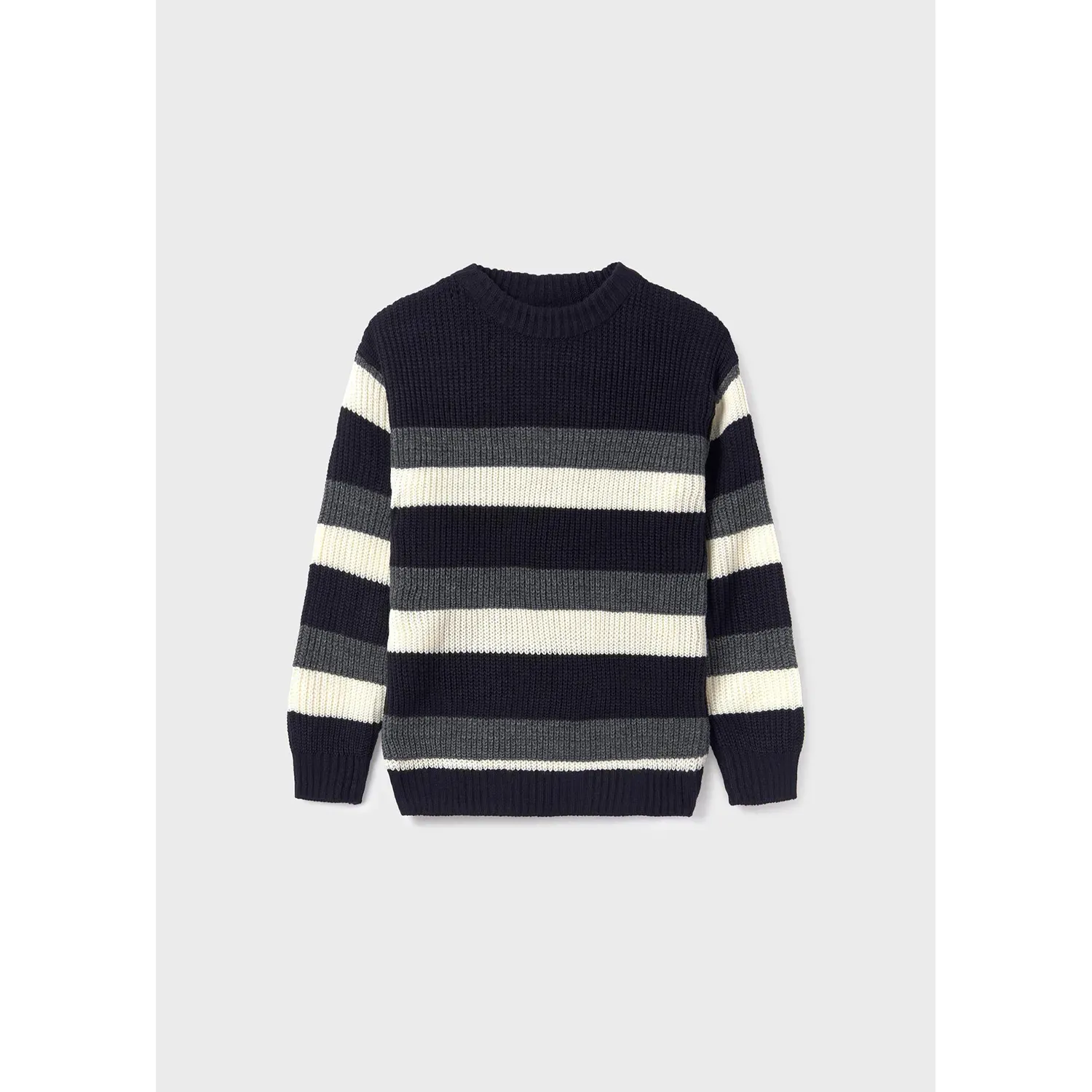 KNIT SWEATER STRIPED NAVY GREY & WHITE / 7387-038