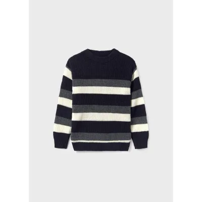 KNIT SWEATER STRIPED NAVY GREY & WHITE / 7387-038