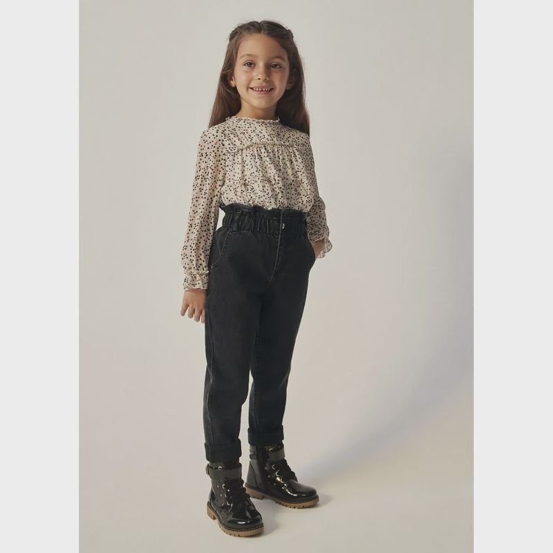 DENIM PANT & BELT BLACK SLOUCHY / 4501-089