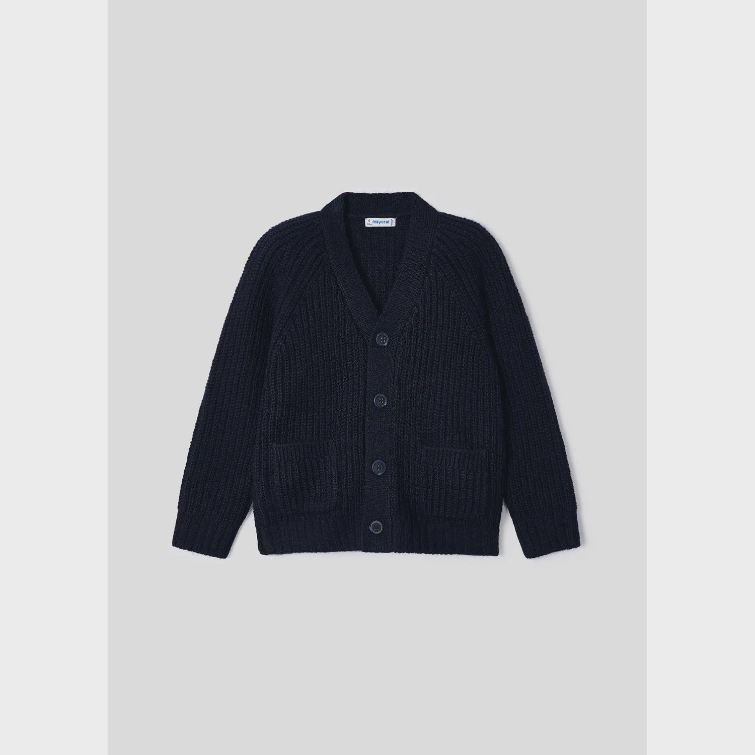 KNT CARDIGAN NAVY WITH POCKETS CABLESTITCH PATTERN / 4331-093