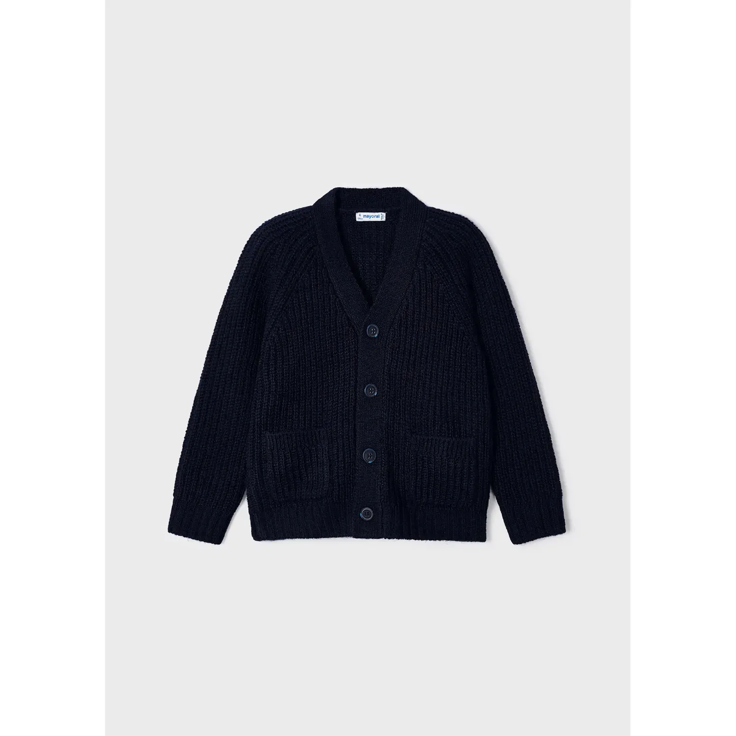 KNT CARDIGAN NAVY WITH POCKETS CABLESTITCH PATTERN / 4331-093