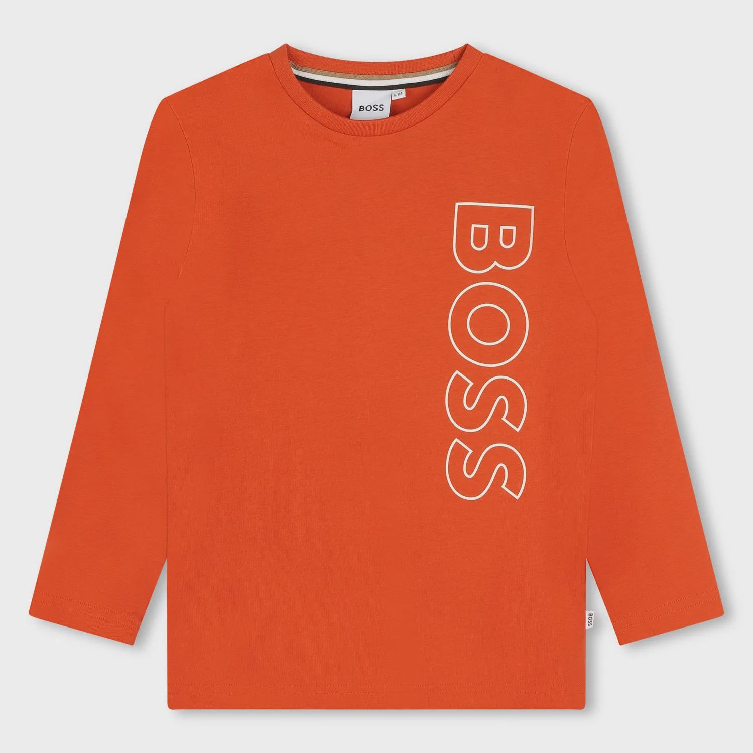 TSHIRT RED ORANGE LONG SLEEVE VERTICAL WHITE LOGO / J25068-388