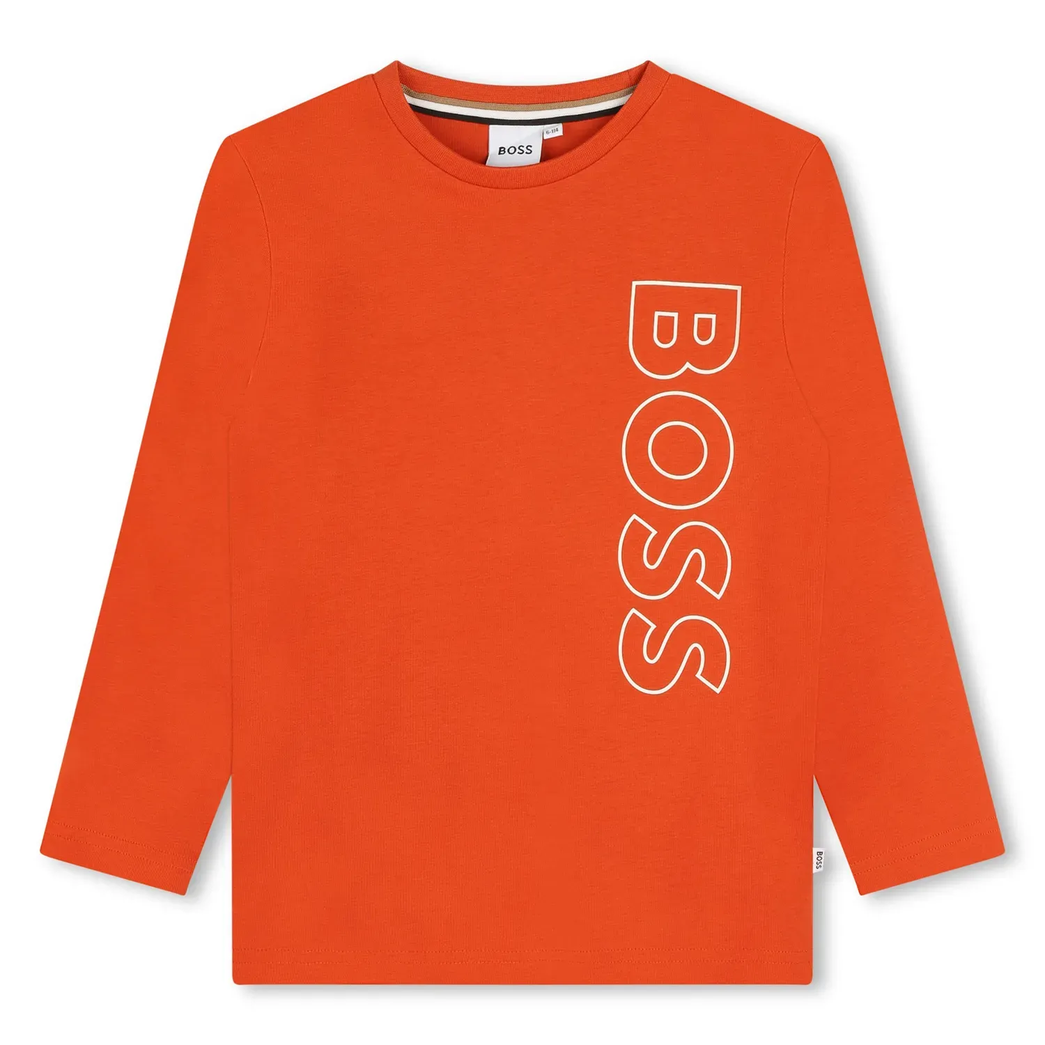 TSHIRT RED ORANGE LONG SLEEVE VERTICAL WHITE LOGO / J25068-388