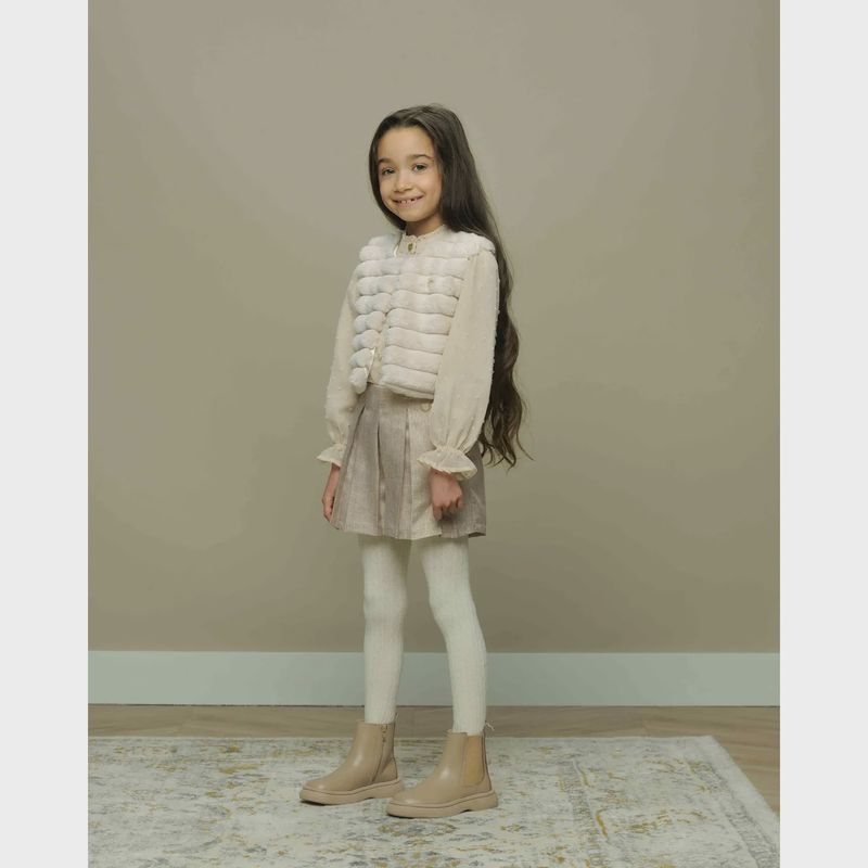 BLOUSE PEARLED IVORY DOTTED TULLE PEARL BUTTON CLOSURE / C308-5133-008 BLOUSE PEARLED IVORY DOTTED TULLE PEARL BUTTON CLOSURE / C308-5133-008