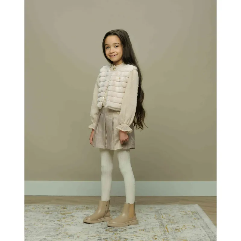 BLOUSE PEARLED IVORY DOTTED TULLE PEARL BUTTON CLOSURE / C308-5133-008 BLOUSE PEARLED IVORY DOTTED TULLE PEARL BUTTON CLOSURE / C308-5133-008