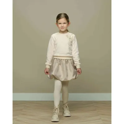 SWEATER PEARLED IVORY GOLD SNOWFLAKES APPLIQUE / C308-5309-008