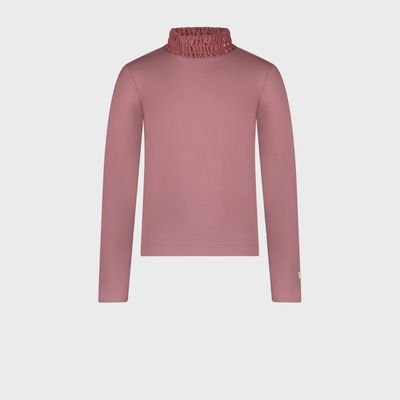 TSHIRT HIGH COLLAR MAUVE PLEATED CHIFFON COLLAR TRIM / C308-5420-275