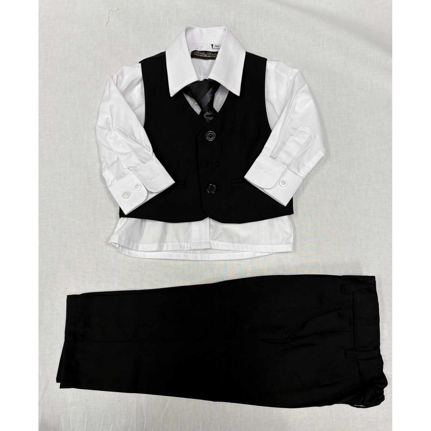 4 PC VEST SET SOLID BLACK / 8074-W