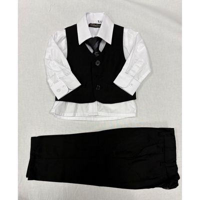 4 PC VEST SET SOLID BLACK / 8074-W
