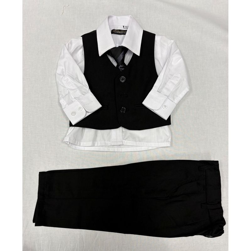 4 PC VEST SET SOLID BLACK / 8074-W