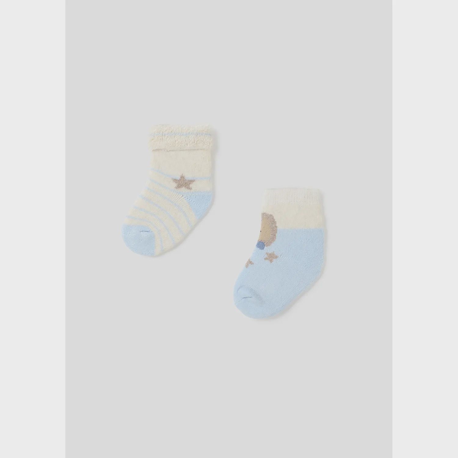 2PACK SOCK SET SKY BLUE OR BEIGE WITH STRIPES / 9653-010